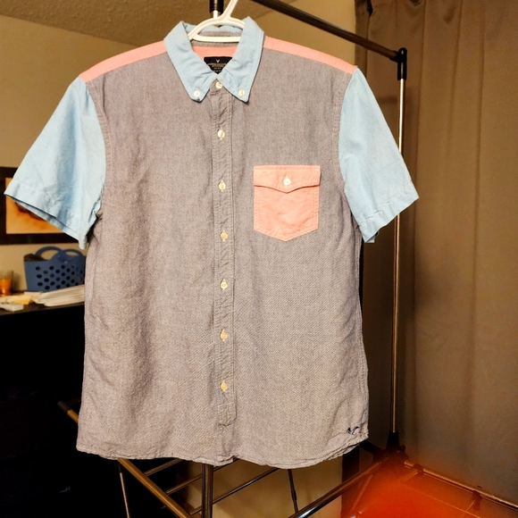 American Eagle slim fit casual short sleeve shirt M - Picture 1 of 3